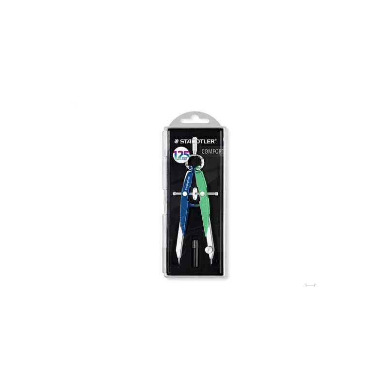 COMPAS STAEDTLER MICROMETRICO MARS 556 AZUL/VERDE CON HUSILLO Y RUEDA CENTRAL