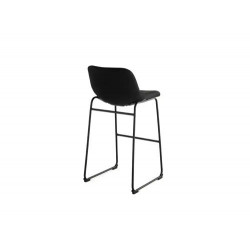 TABURETE ALTO ROCADA CON ASIENTO Y RESPALDO BAJO TAPIZADO TELA IGNIFUGA BASE METALICA ACERO COLOR NE