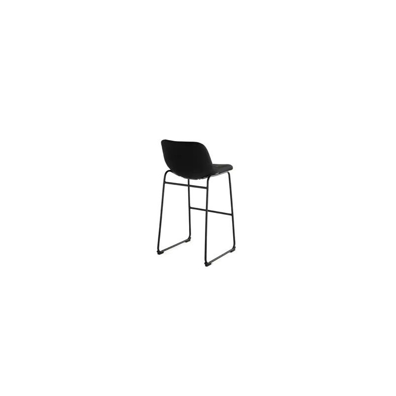 TABURETE ALTO ROCADA CON ASIENTO Y RESPALDO BAJO TAPIZADO TELA IGNIFUGA BASE METALICA ACERO COLOR NE