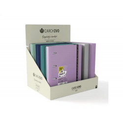CARPETA CARCHIVO 360 MY RULES 4 ANILLAS 20 MM PP FOAM A4 CON GOMILLA EXPOSITOR DE 10 UNIDADES COLORE