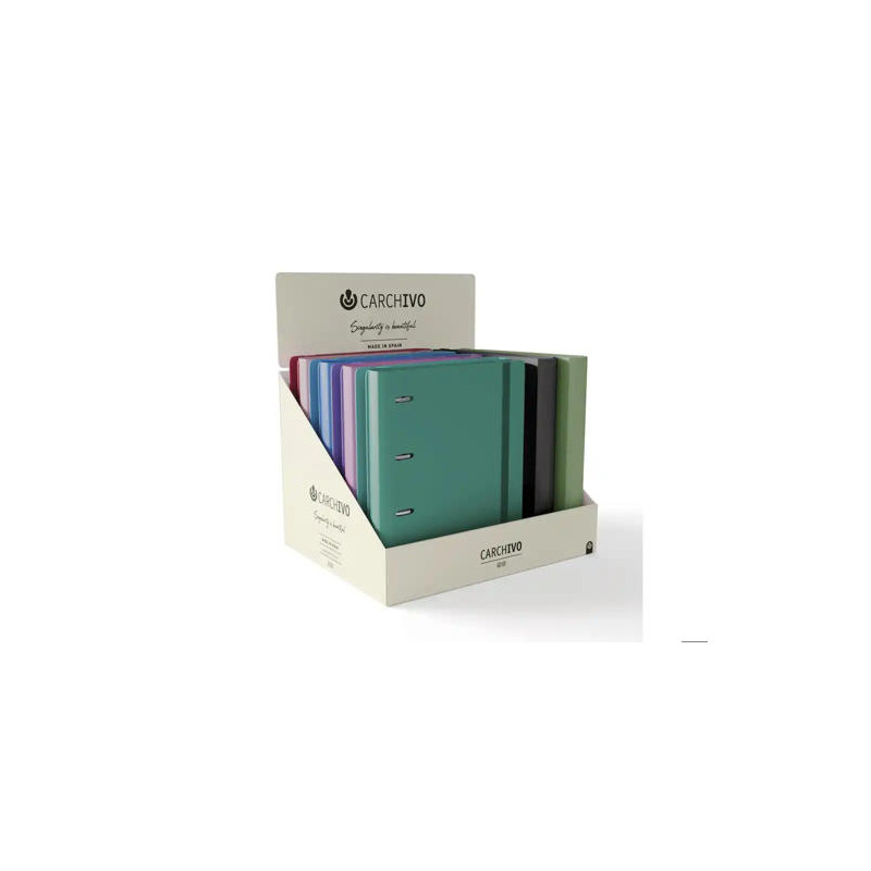 CARPETA CARCHIVO 360 STYLE+SOFT 4 ANILLAS 20 MM PP RIGIDO FOAM A4 CON GOMILLA EXPOSITOR DE 10 UNIDAD