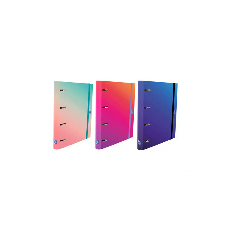 CARPETA 4 ANILLAS OXFORD EUROPEANBINDER GRADIENT TAPA EXTRADURA DIN A4 + RECAMBIO 120 HOJAS CUADRO 5