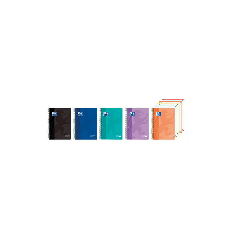 CUADERNO ESPIRAL OXFORD EUROPEANBOOK 4 CLASSIC TAPA PLASTICO DIN A5+ 120 HOJAS CUADRO 5 MM COLORES V