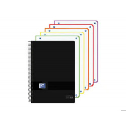 CUADERNO ESPIRAL OXFORD EUROPEANBOOK 5 TAPA PLASTICO DIN A4+ 120 HOJAS CUADRO 5 MM COLOR NEGRO