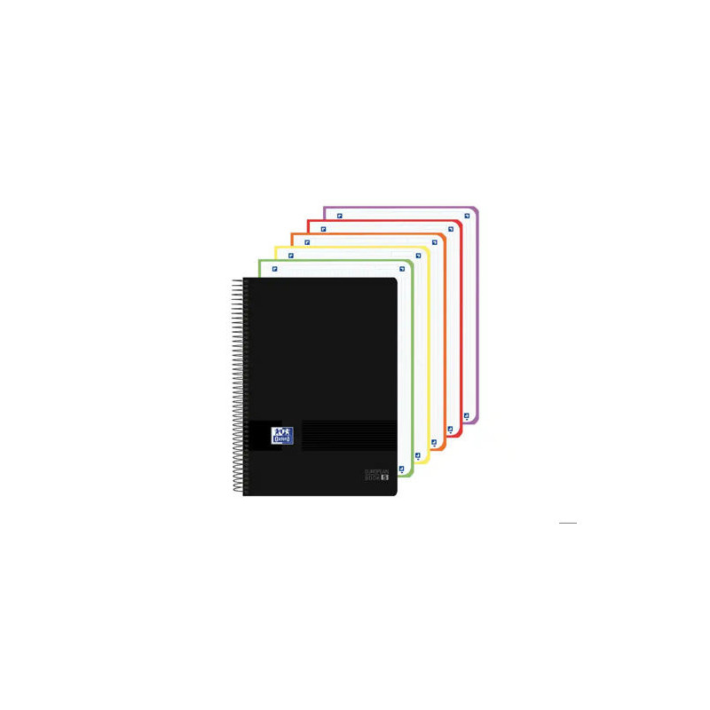 CUADERNO ESPIRAL OXFORD EUROPEANBOOK 5 TAPA PLASTICO DIN A4+ 120 HOJAS CUADRO 5 MM COLOR NEGRO