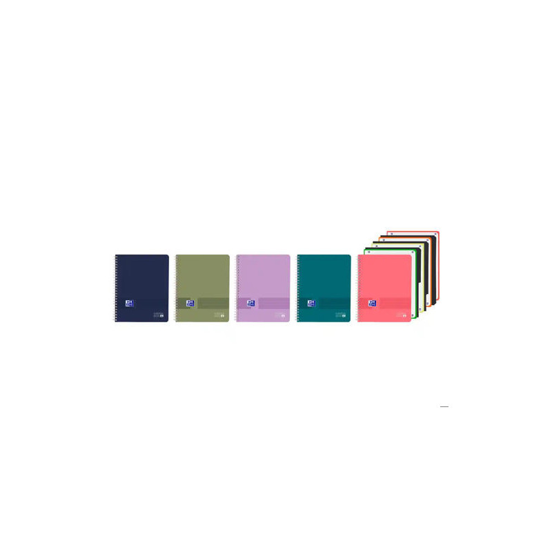 CUADERNO ESPIRAL OXFORD EUROPEANBOOK 4 LIVE&GO TAPA PLASTICO DIN A4+ 120 HOJAS CUADRO 5 MM CON SEPAR