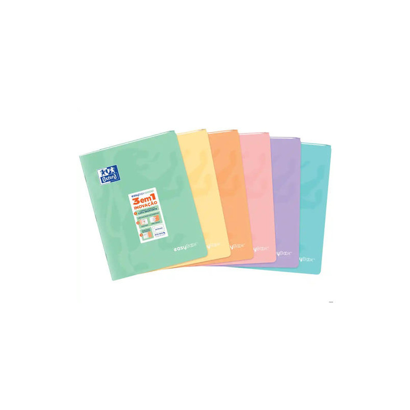 LIBRETA ESCOLAR OXFORD EASYBOOK TAPA PLASTICO DIN A4 48 HOJAS HORIZONTAL COLORES PASTEL SURTIDOS