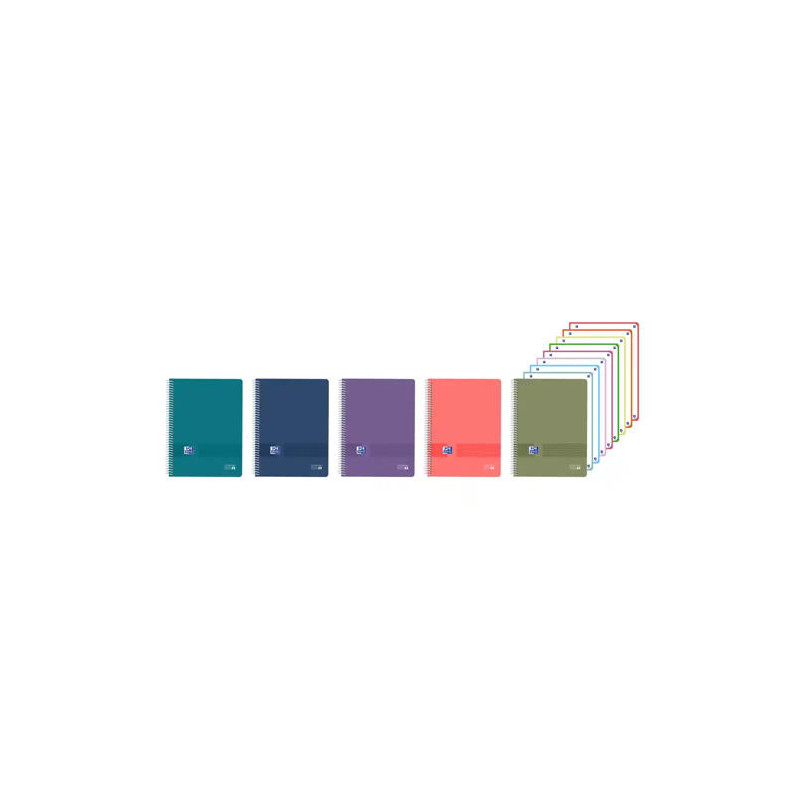 CUADERNO ESPIRAL OXFORD EUROPEANBOOK 8 LIVE&GO TAPA PLASTICO DIN A4+ 160 HOJAS CUADRO 5 MM COLORES S