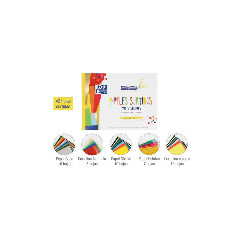 BLOC TRABAJOS MANUALES OXFORD DIN A4 MULTIPLE 42 HOJAS COLORES SURTIDOS