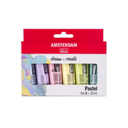 PINTURA ACRILICA AMSTERDAM 20 ML CAJA DE 6 COLORES PASTEL