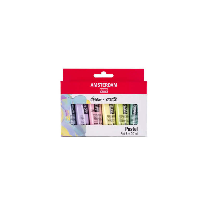PINTURA ACRILICA AMSTERDAM 20 ML CAJA DE 6 COLORES PASTEL