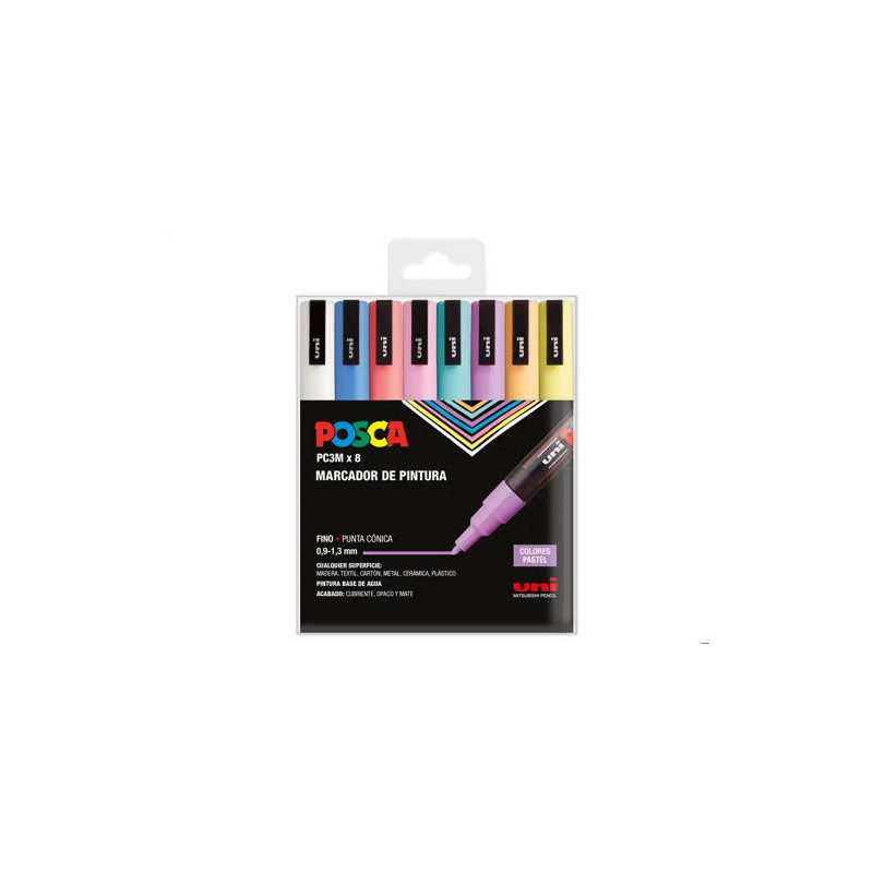 ROTULADOR UNI POSCA PC-3M/8C ESTUCHE DE 8 UNIDADES COLORES PASTEL SURTIDOS