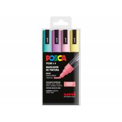 ROTULADOR UNI POSCA PC-5M/4C ESTUCHE DE 4 UNIDADES COLORES PASTEL SURTIDOS