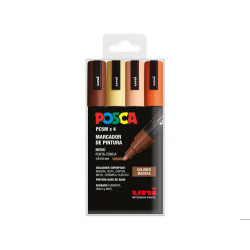 ROTULADOR UNI POSCA PC-5M/4C ESTUCHE DE 4 UNIDADES COLORES MADERA SURTIDOS