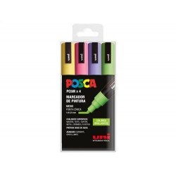 ROTULADOR UNI POSCA PC-5M/4C ESTUCHE DE 4 UNIDADES COLORES BRILLANTES SURTIDOS