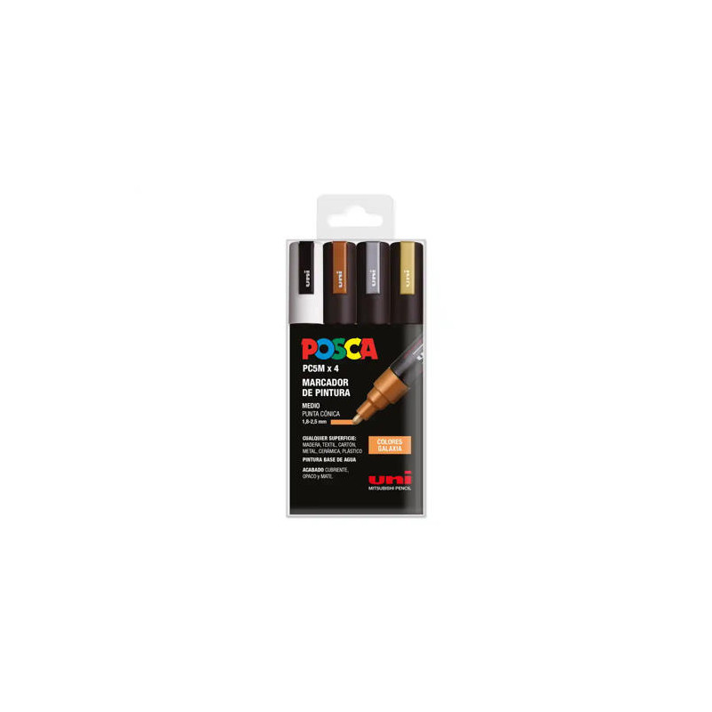 ROTULADOR UNI POSCA PC-5M/4C ESTUCHE DE 4 UNIDADES COLORES GALAXIA SURTIDOS