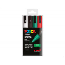 ROTULADOR UNI POSCA PC-5M/4C ESTUCHE DE 4 UNIDADES COLORES NAVIDAD SURTIDOS