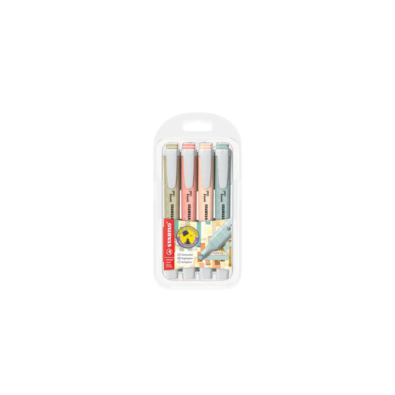 ROTULADOR STABILO FLUORESCENTE SWING COOL NATURE COLORS ESTUCHE DE 4 UNIDADES COLORES SURTIDOS