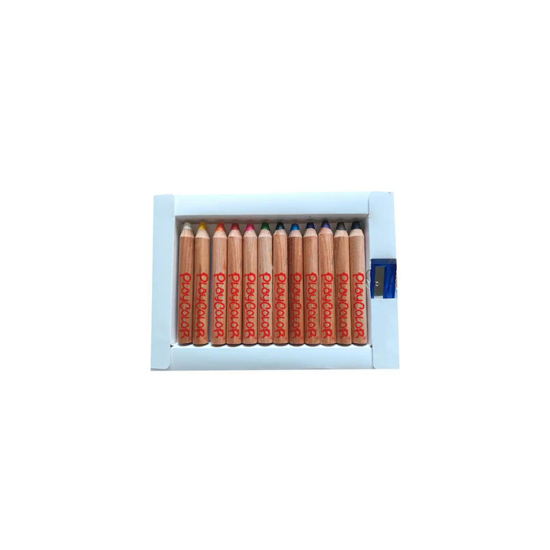 LAPICES DE COLORES PLAYCOLOR MAXI BASIC CON SACAPUNTAS CAJA DE 12 UNIDADES COLORES SURTIDOS
