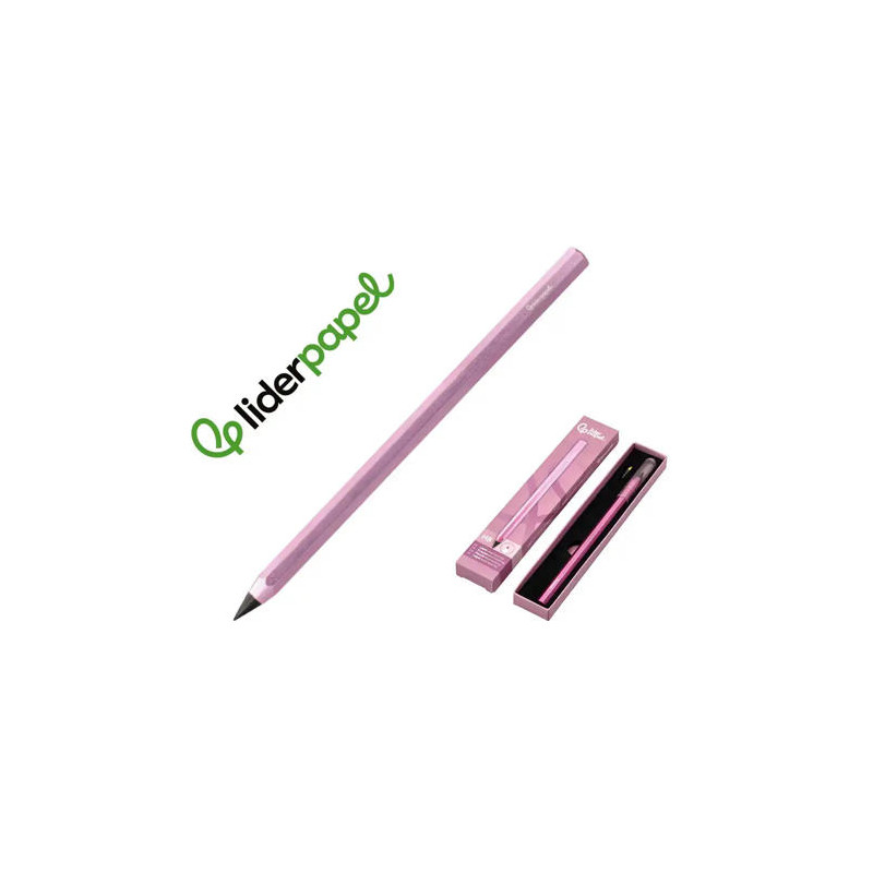 LAPIZ DE GRAFITO INFINITO LIDERPAPEL ALUMINIO HEXAGONAL ROSA ULTRA RESISTENTE 1 PUNTA DE RECAMBIO