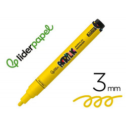 ROTULADOR LIDERPAPEL ACRYLIC BASE AGUA TODO TIPO DE SUPERFICIE PUNTA REDONDA 3 MM AMARILLO