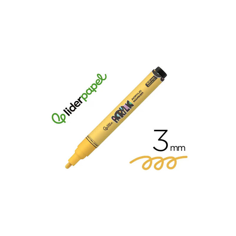 ROTULADOR LIDERPAPEL ACRYLIC BASE AGUA TODO TIPO DE SUPERFICIE PUNTA REDONDA 3 MM AMARILLO CLARO