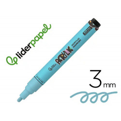 ROTULADOR LIDERPAPEL ACRYLIC BASE AGUA TODO TIPO DE SUPERFICIE PUNTA REDONDA 3 MM AZUL CIELO