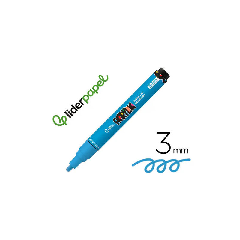 ROTULADOR LIDERPAPEL ACRYLIC BASE AGUA TODO TIPO DE SUPERFICIE PUNTA REDONDA 3 MM AZUL CLARO