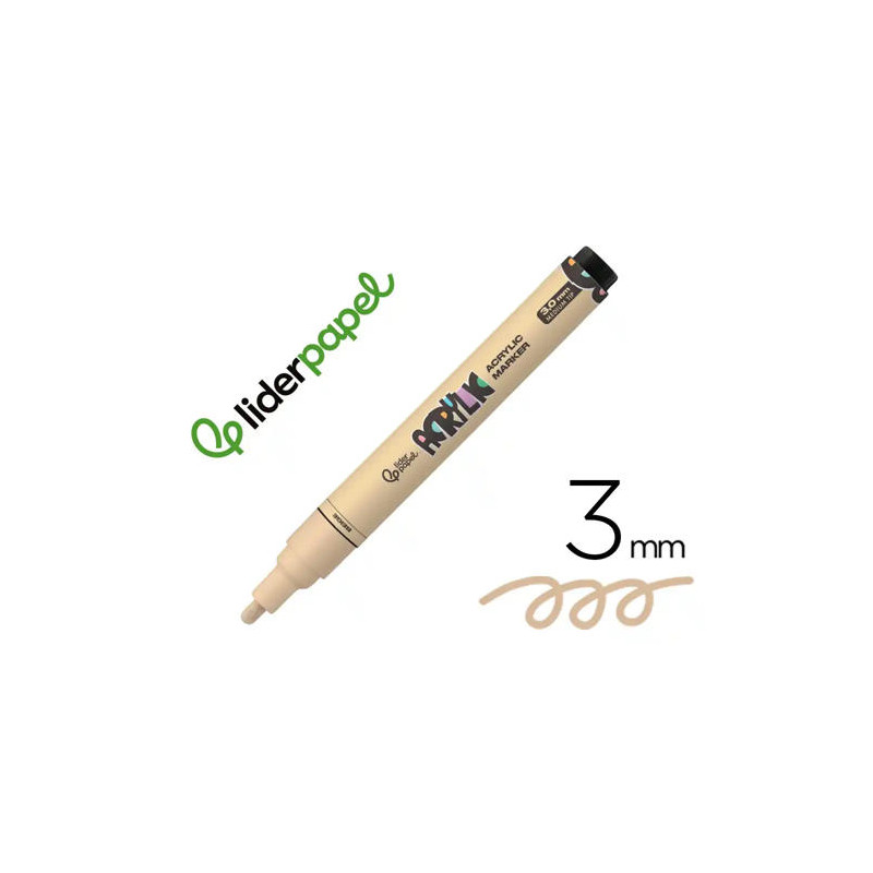 ROTULADOR LIDERPAPEL ACRYLIC BASE AGUA TODO TIPO DE SUPERFICIE PUNTA REDONDA 3 MM BEIGE