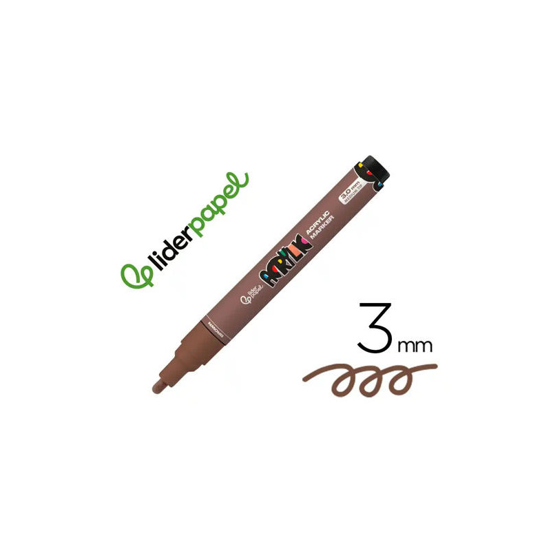 ROTULADOR LIDERPAPEL ACRYLIC BASE AGUA TODO TIPO DE SUPERFICIE PUNTA REDONDA 3 MM MARRON