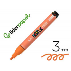 ROTULADOR LIDERPAPEL ACRYLIC BASE AGUA TODO TIPO DE SUPERFICIE PUNTA REDONDA 3 MM NARANJA