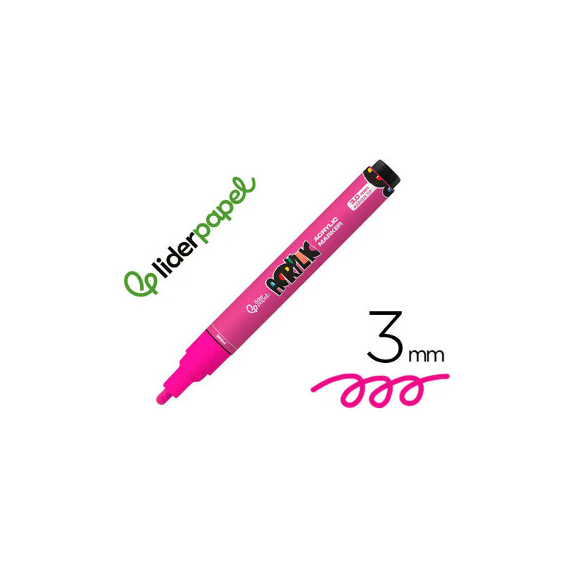 ROTULADOR LIDERPAPEL ACRYLIC BASE AGUA TODO TIPO DE SUPERFICIE PUNTA REDONDA 3 MM ROSA