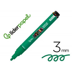 ROTULADOR LIDERPAPEL ACRYLIC BASE AGUA TODO TIPO DE SUPERFICIE PUNTA REDONDA 3 MM VERDE