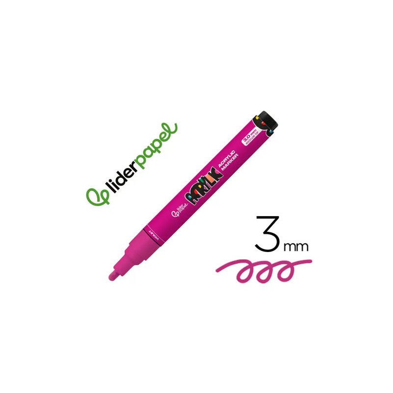 ROTULADOR LIDERPAPEL ACRYLIC BASE AGUA TODO TIPO DE SUPERFICIE PUNTA REDONDA 3 MM VIOLETA