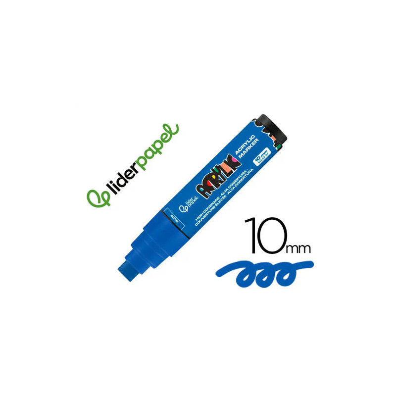 ROTULADOR LIDERPAPEL ACRYLIC BASE AGUA TODO TIPO DE SUPERFICIE PUNTA RECTANGULAR 10 MM AZUL