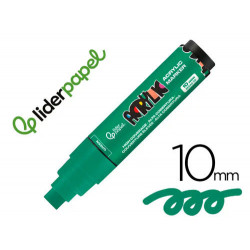 ROTULADOR LIDERPAPEL ACRYLIC BASE AGUA TODO TIPO DE SUPERFICIE PUNTA RECTANGULAR 10 MM VERDE