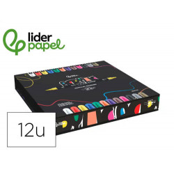 ROTULADOR LIDERPAPEL ACRYLIC BASE AGUA TODO TIPO DE SUPERFICIE DOBLE PUNTA PINCEL Y DOT CAJA DE 12 U