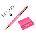 BOLIGRAFO BELIUS WILD WEST ALUMINIO COLOR ROSA DORADO TINTA COLOR AZUL CAJA DE DISEÑO