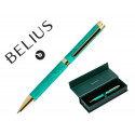 BOLIGRAFO BELIUS WILD WEST ALUMINIO COLOR VERDE TINTA COLOR AZUL CAJA DE DISEÑO