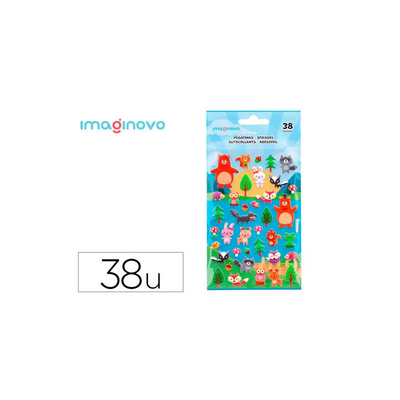PEGATINAS IMAGINOVO CUTE ANIMALES BOSQUE CON RELIEVE 190X105 MM EN BLISTER