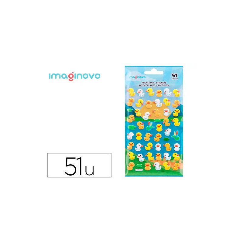 PEGATINAS IMAGINOVO CUTE ANIMALES PATOS CON RELIEVE 190X105 MM EN BLISTER