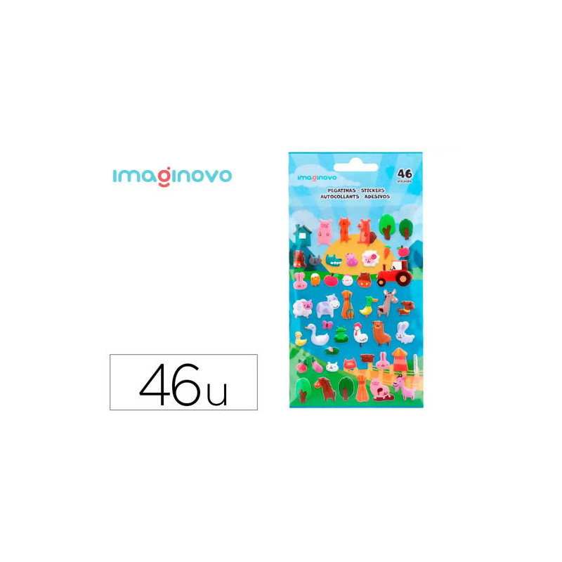 PEGATINAS IMAGINOVO CUTE ANIMALES GRANJA CON RELIEVE 190X105 MM EN BLISTER
