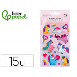 PEGATINAS IMAGINOVO UNICORNIOS MAGIC DREAMS CON BRILLO 190X105 MM EN BLISTER