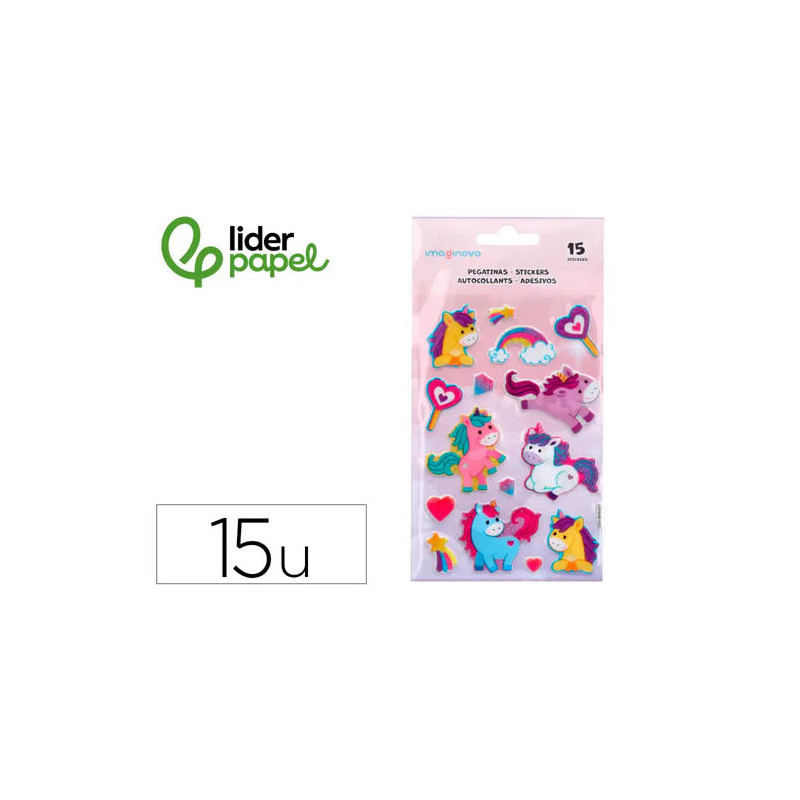 PEGATINAS IMAGINOVO UNICORNIOS MAGIC DREAMS CON BRILLO 190X105 MM EN BLISTER