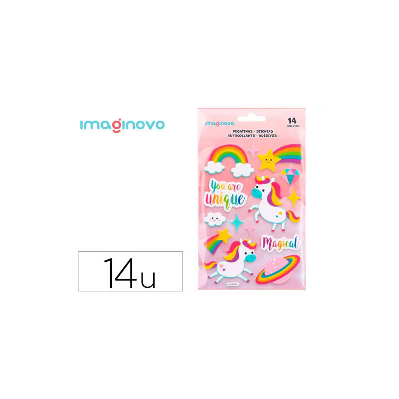 PEGATINAS IMAGINOVO UNICORNIOS MAGIC DREAMS CON RELIEVE 210X130 MM EN BLISTER