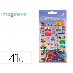 PEGATINAS IMAGINOVO KIDS COCHES CON RELIEVE 190X105 MM EN BLISTER
