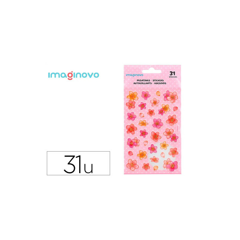 PEGATINAS IMAGINOVO FLORES ROSAS DE PAPEL 190X104 MM EN BLISTER