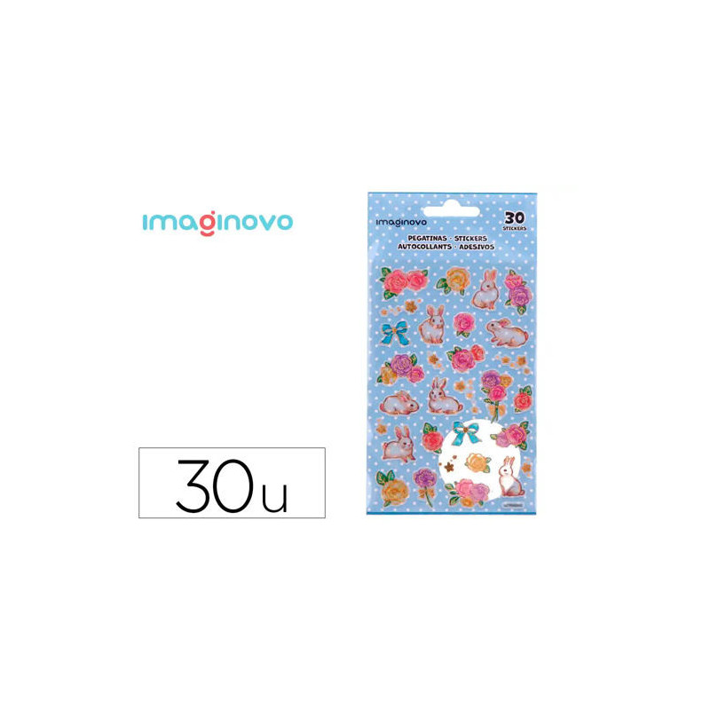 PEGATINAS IMAGINOVO FLORES Y CONEJOS DE PAPEL 190X104 MM EN BLISTER