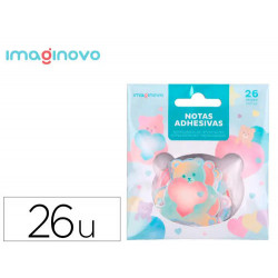 PEGATINAS IMAGINOVO NOTAS ADHESIVAS PAPEL FORMA OSO Y CORAZON 110X105 MM EN BLISTER