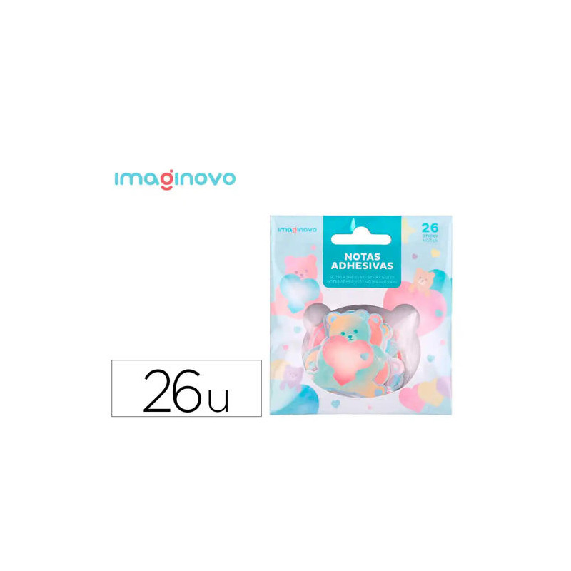 PEGATINAS IMAGINOVO NOTAS ADHESIVAS PAPEL FORMA OSO Y CORAZON 110X105 MM EN BLISTER